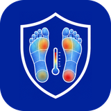 PodiaScan shield mark with zoned footprints and clinical thermometer